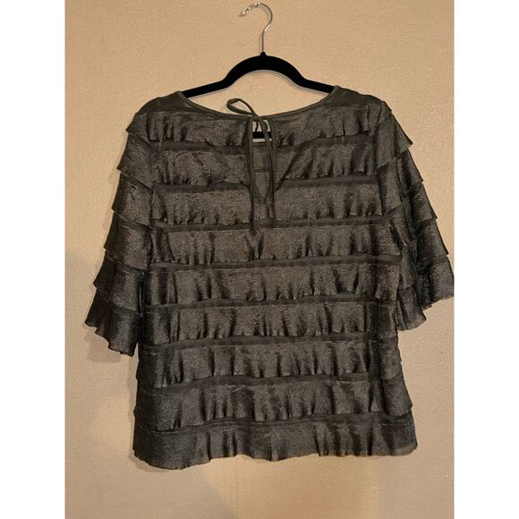 Anthropologie Vanessa Virginia Green Ruffle Tiered Top Womens Medium NWT Fun - Picture 6 of 11